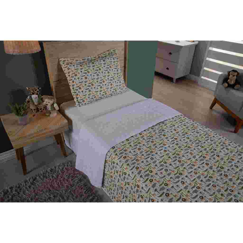 COBRE LEITO DUPLA FACE SOLTEIRO 2 PEÇAS ESTAMPA DIGITAL MATELADO A LINHA
