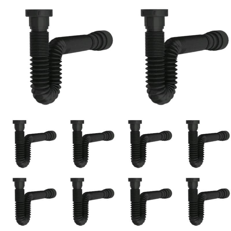 Kit 10 Sifão Preto Kit Com 10 Sifão Sanfonado Para Válvula