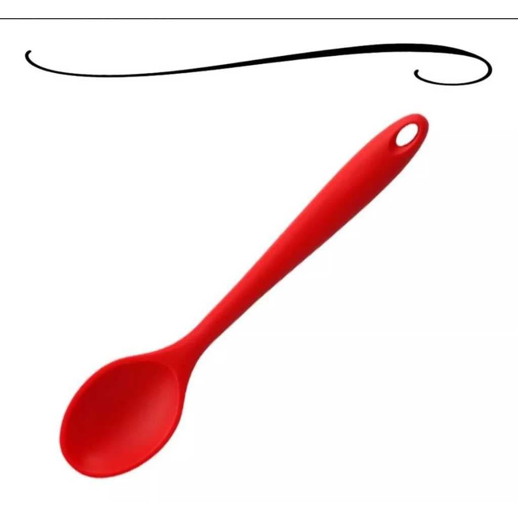 Colher Para Arroz Grande Silicone Vermelha Qualidade 27cm