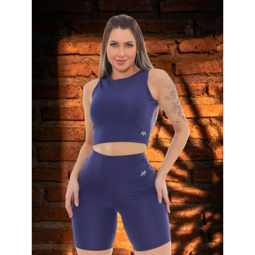 Conjunto Bermuda Blackout Moda Academia Com Tecnologia De Absorção De Umidade