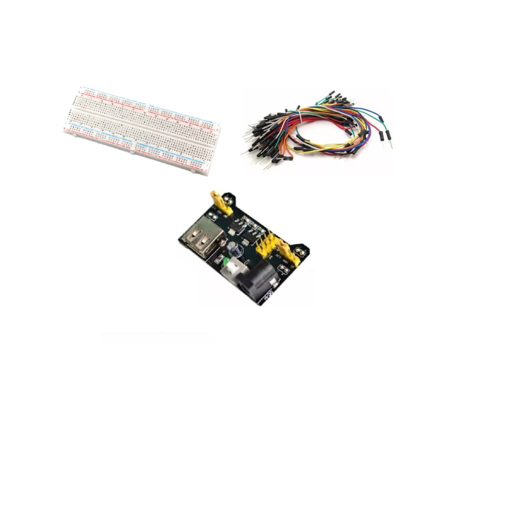 Kit Protoboard Com Fonte + Jumper 65 Peças