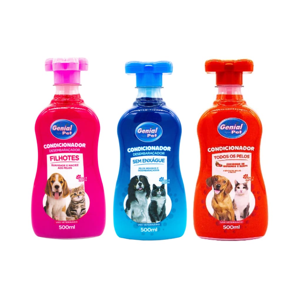 Condicionador Desembaraçador Para Cachorro e Gato Pets Genial Pet 500ml Sem Enxágue
