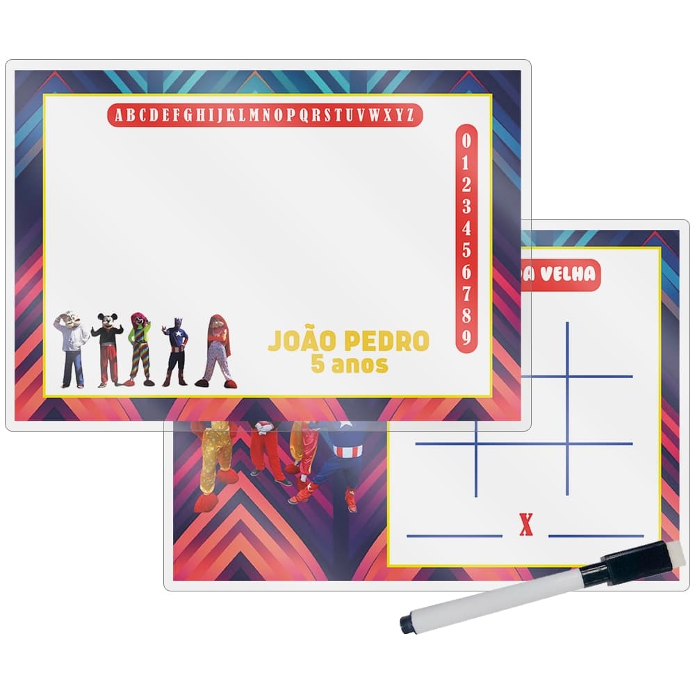 Lousa Mágica + Caneta Com Apagador Personalizada Lembrancinha Festa Infantil Carreta Furacão Ou Outros