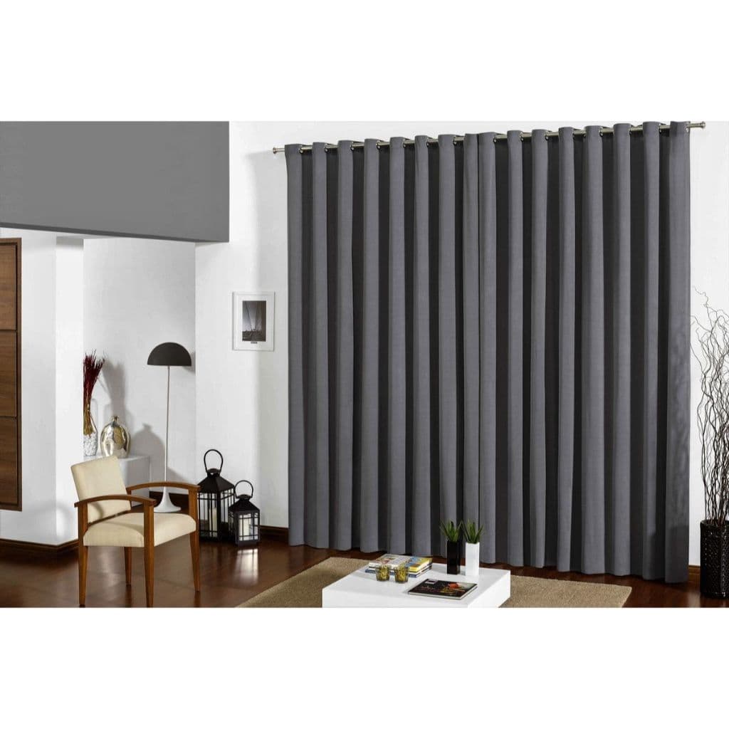 Cortina Blecaute Blackout Milão Sala/Quarto/Escritório Duas Partes Com Ilhós Cromado