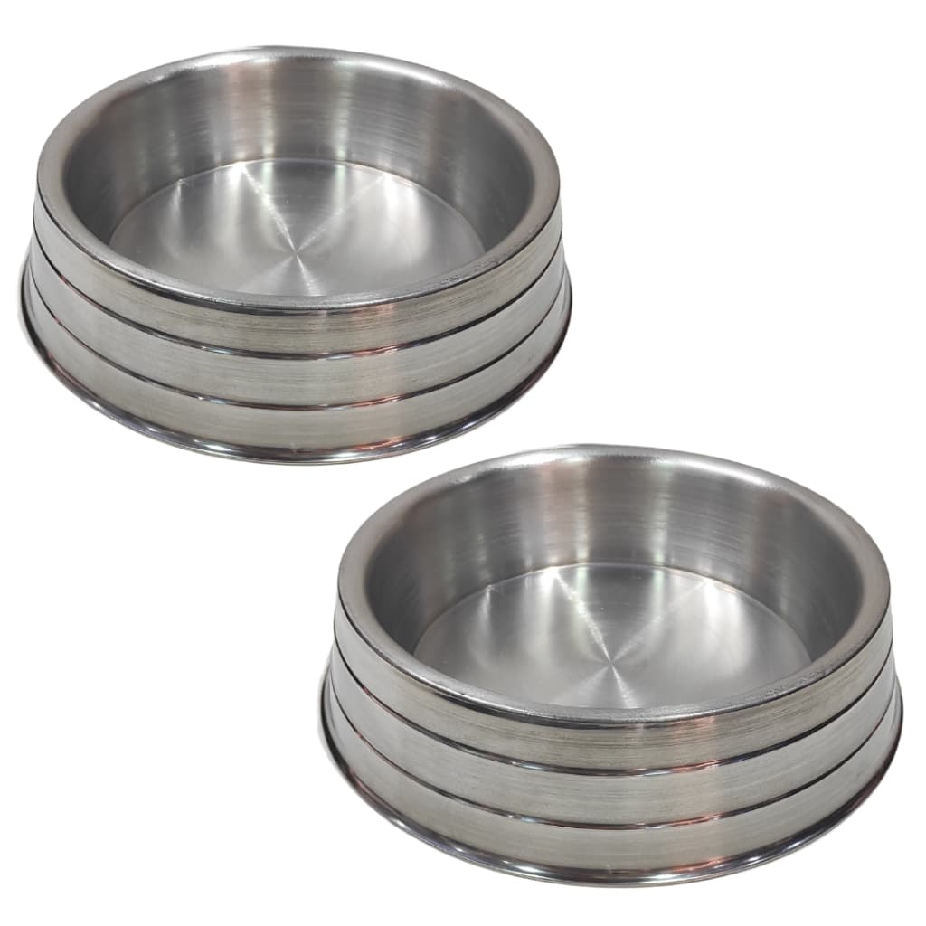 Kit 2 Comedouro Bebedouro Aluminio Pesado Polido Cachorro Cães 2200ML