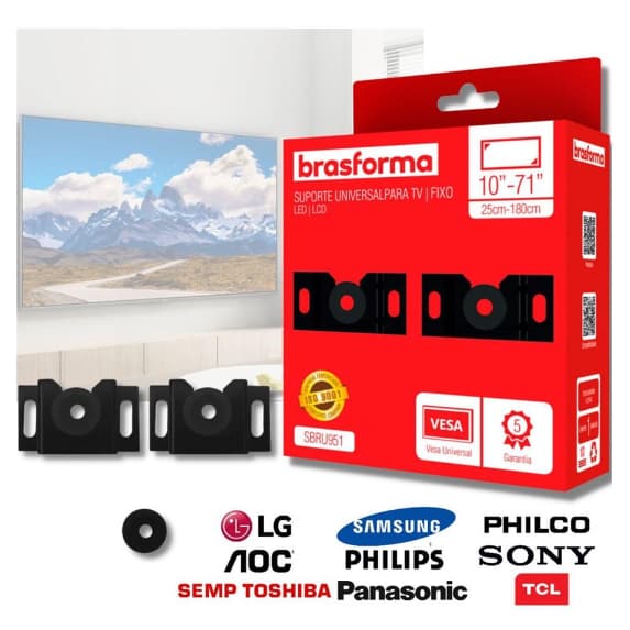 Suporte para Tv fixo Led, Smart, Lcd, 4k 14 a 84" Universal