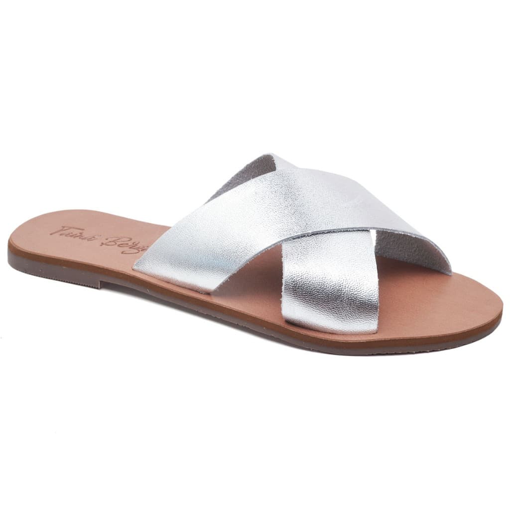 Rasteirinha Feminina Flat Tiras Cruzadas Em X Prata  Dourada Preta Varias cores