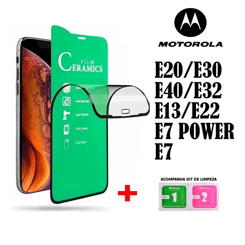 Pelicula 9D Cerâmica Para Motorola E20/E13/E22/E30/E32/E40/E7/E7 POWER Protetor de Tela Cobre Tudo