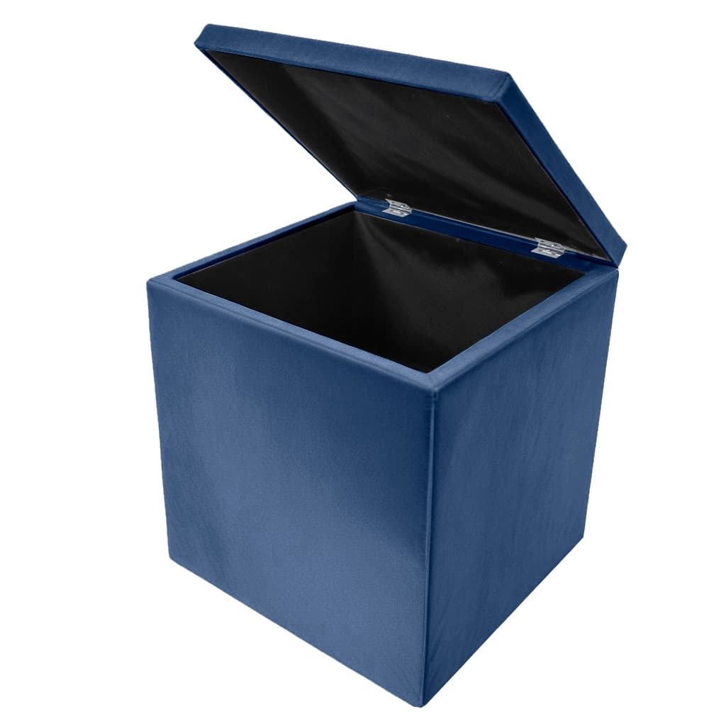 Puff Baú Cubo para Armazenamento 33x33x40cm - Azul Marinho
