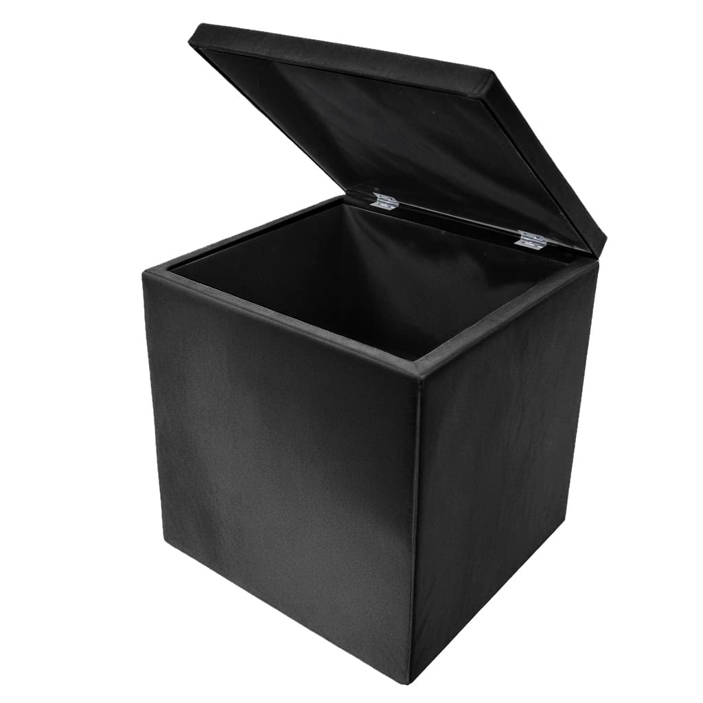 Puff Baú Cubo para Armazenamento 33x33x40cm - Preto
