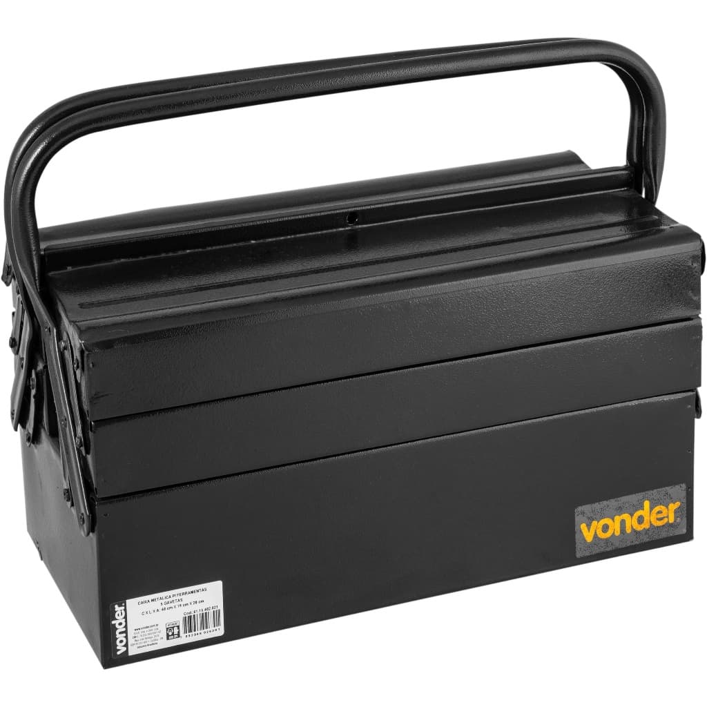 Caixa Metálica Sanfonada P Ferramentas 5 Gavetas 40cm Vonder