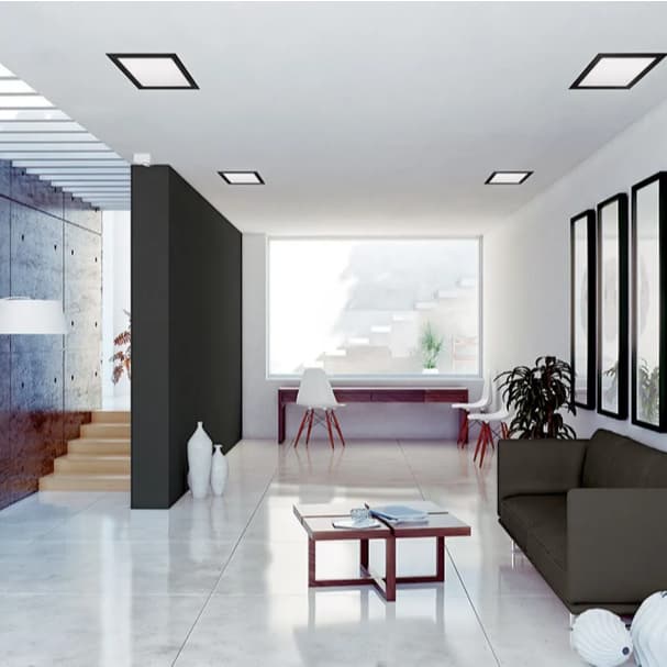 Painel Plafon Led Embutir Quadrado Preto 24w Quente 3000k