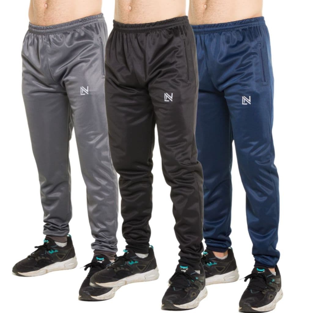 kit 3 Calças Masculinas Jogger Flanelada Academia Lisa Zíper