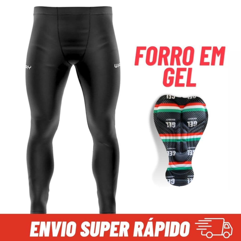 Calça Ciclismo Forro Gel Bolsos Bermuda Masculina Preta Inverno Bike Pedal Mtb