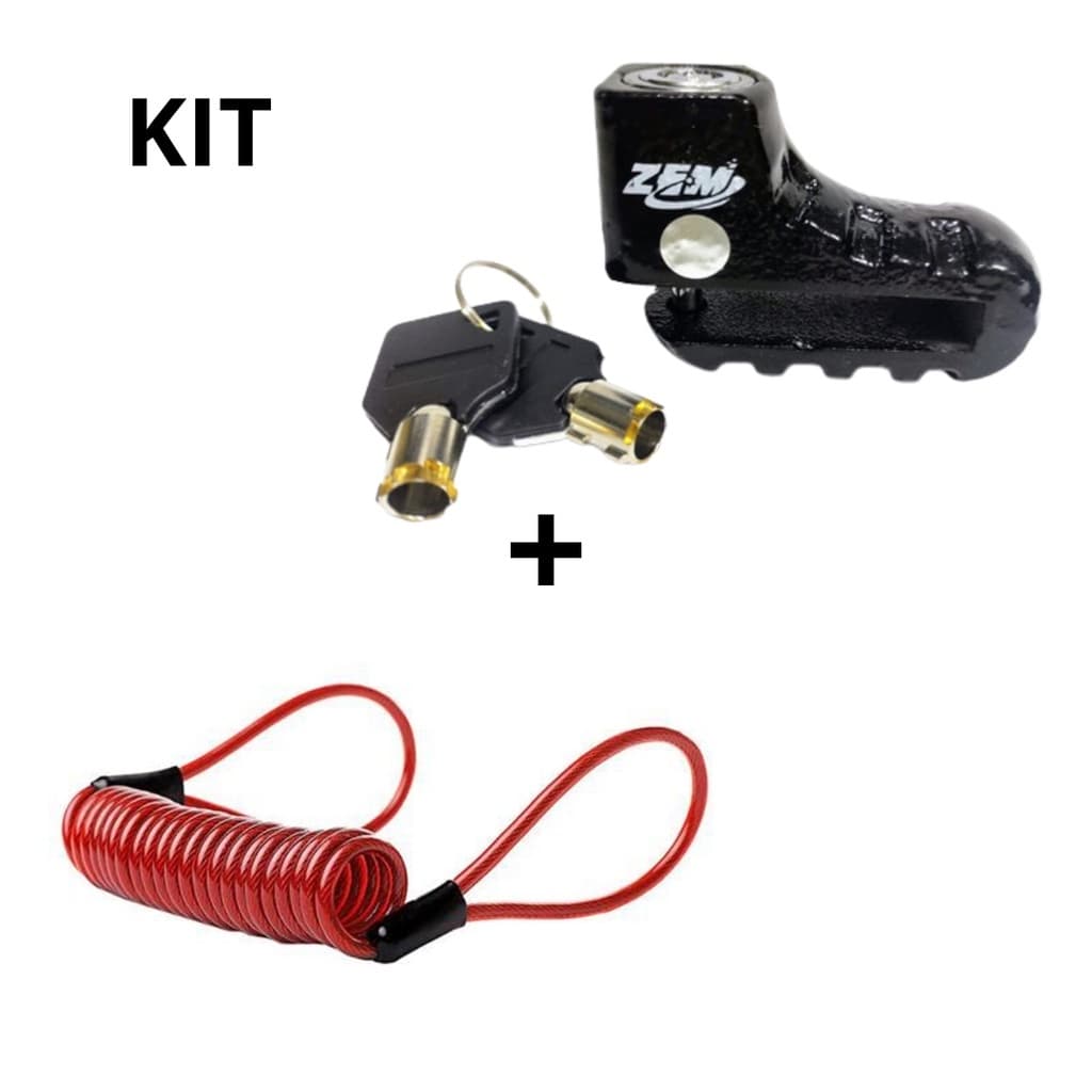 Trava De Disco Moto Bike Cadeado Anti Furto Freio Universal + Cabo Aviso E Lembrete De Freio Para Motos Cores