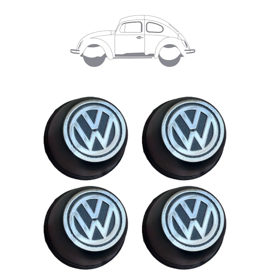 Jogo Calota Centro da roda Copinho Fusca Brasilia Variant  Logo VW Cromado Aro 14 Aro 15