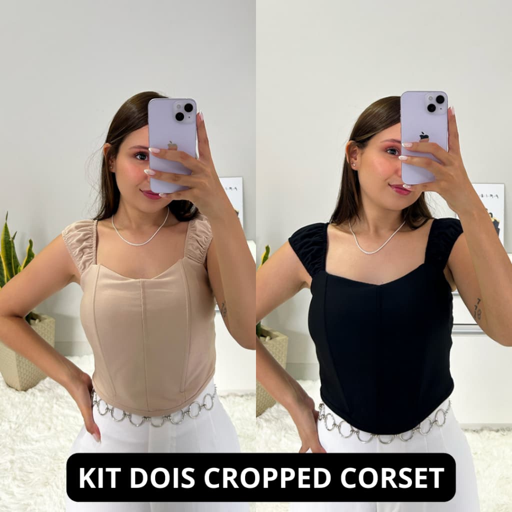 Kit Duas Blusinha Modelo Cropeed Corset Corfortável Feminino