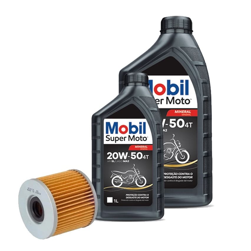 Kit Troca Óleo 2L Mobil 20w50 + Filtro De Óleo Twister/Xr 250 Tornado/ Nx 350 Sahara/ Falcon/ Cb300