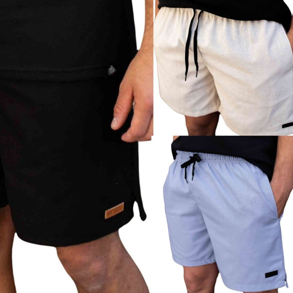 Kit 3 Shorts Linho Confort Com Bolso Faca Discreto e Elástico Na Cintura