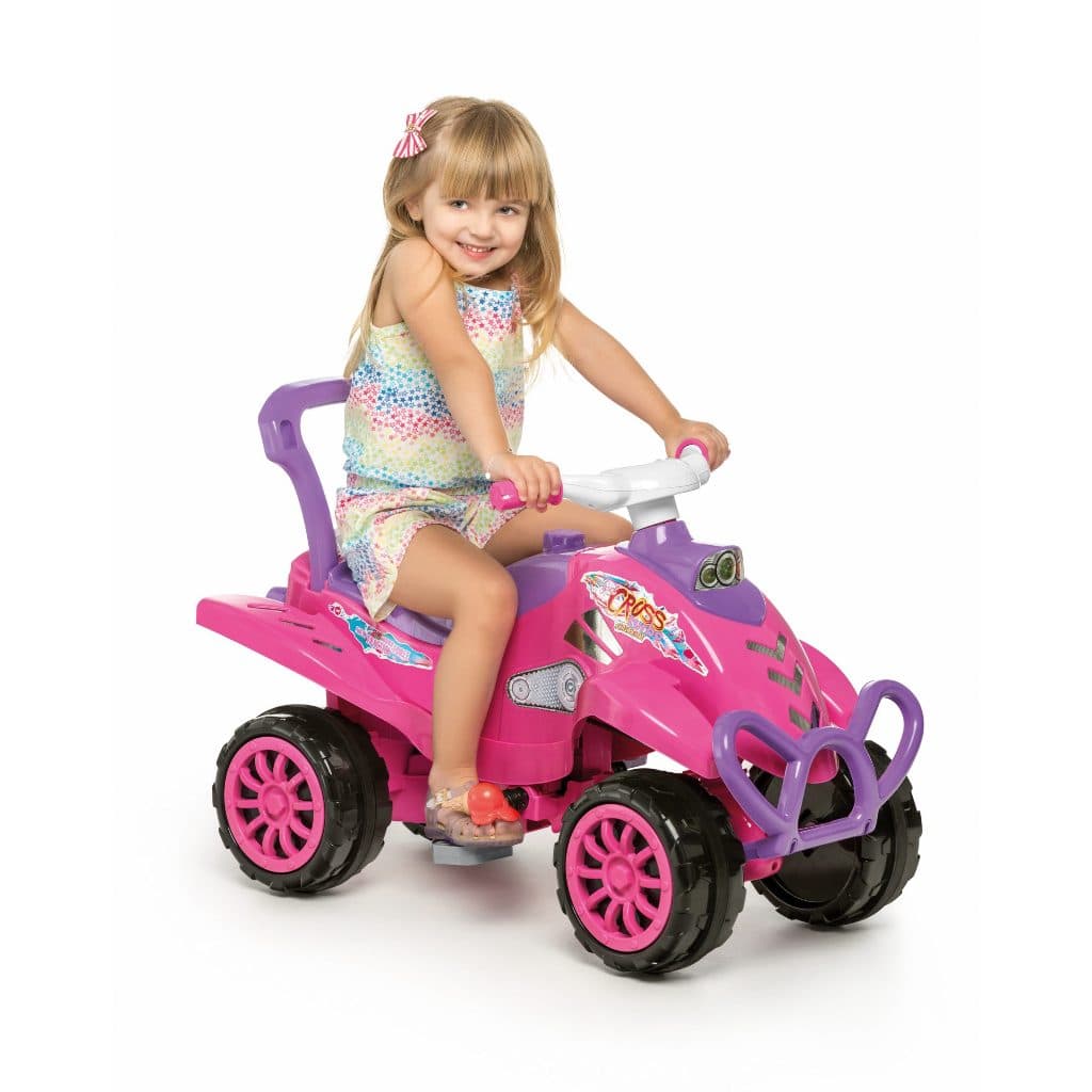 Carrinho Passeio Infantil Quadriciclo Empurrador Haste Pedal Cross Legacy Pink