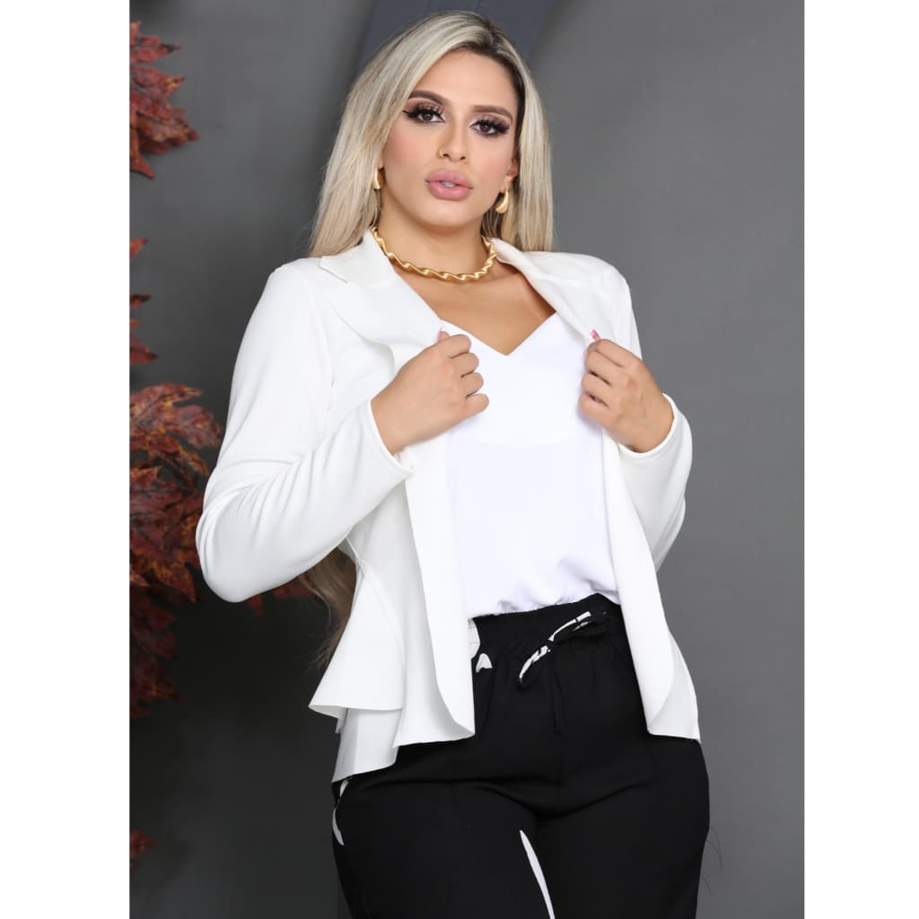 blazer casaquinho feminino blusa neoprene manga longa terninho social
