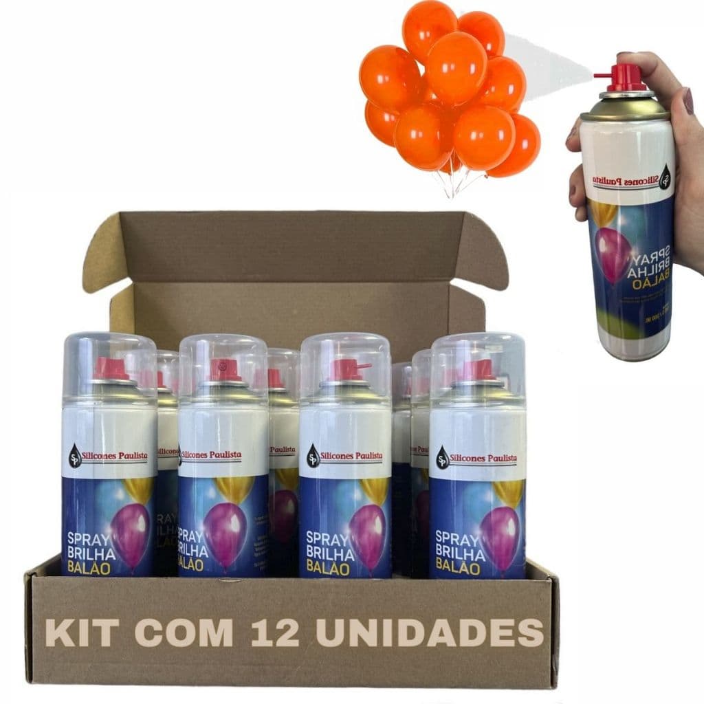Brilha Balão Spray Bexiga Festa Buffet  300ML Decoração Caixa com 12 UNIDADES