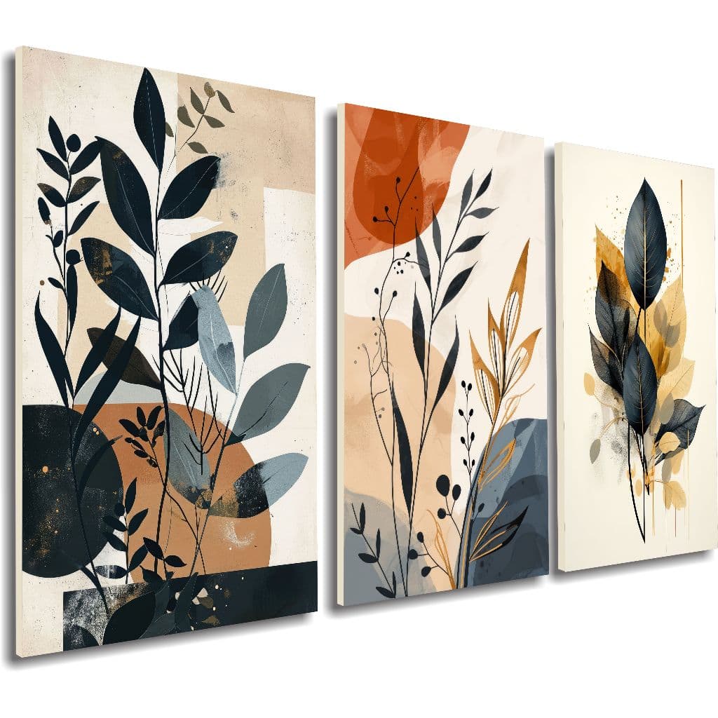 Quadro Decorativo Folhas Moderna Minimalista Abstrato Em Alta Resolução Quarto Sala Hall
