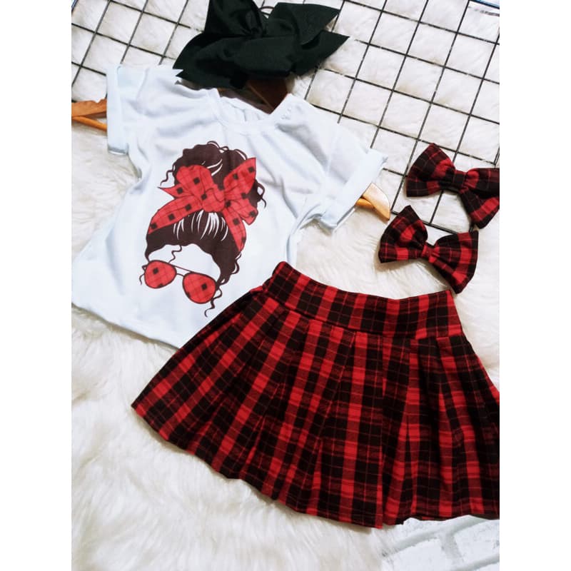 Conjunto fashion saia xadrez