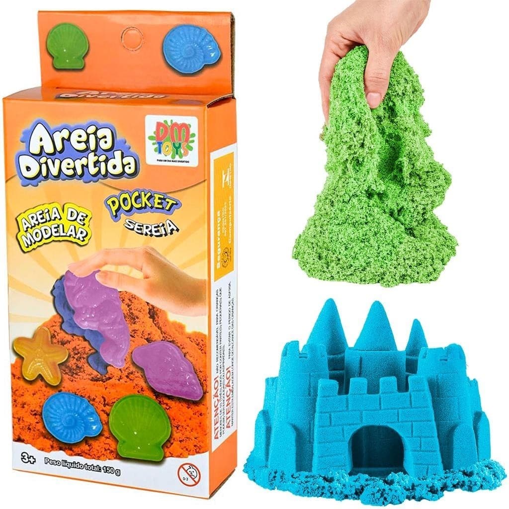 Areia Magica  Divertida Para Modelar Sensorial  Com Moldes Colorido 150G