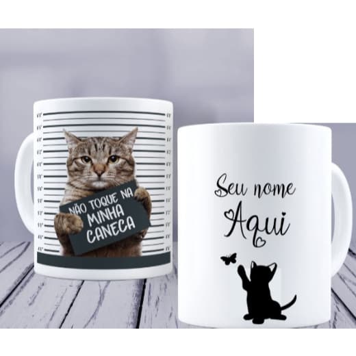 Caneca Gato Não Toque na Minha Caneca com nome