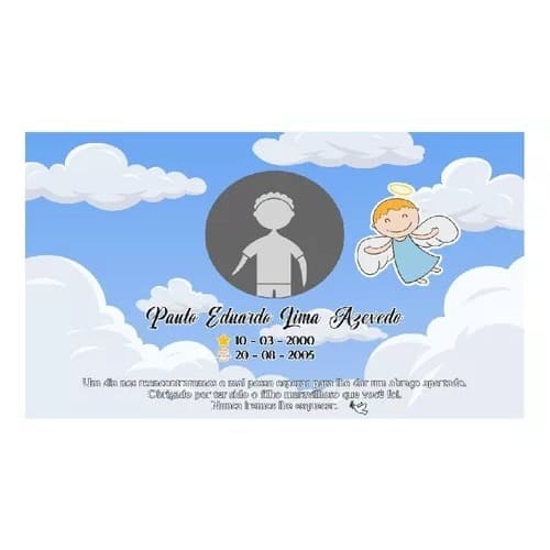 Placa Para Lapide Infantil Filho Identificação 20 X 20 Cm