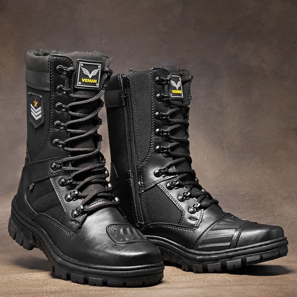 Bota Coturno Militar Tático Motociclista Zíper Unissex Reforçado Resistente Coturno Masculino Alta Qualidade