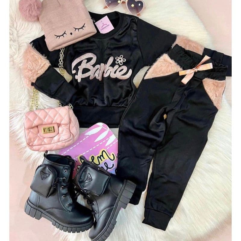 Conjunto flanelado de frio infantil Roupa de menina inverno