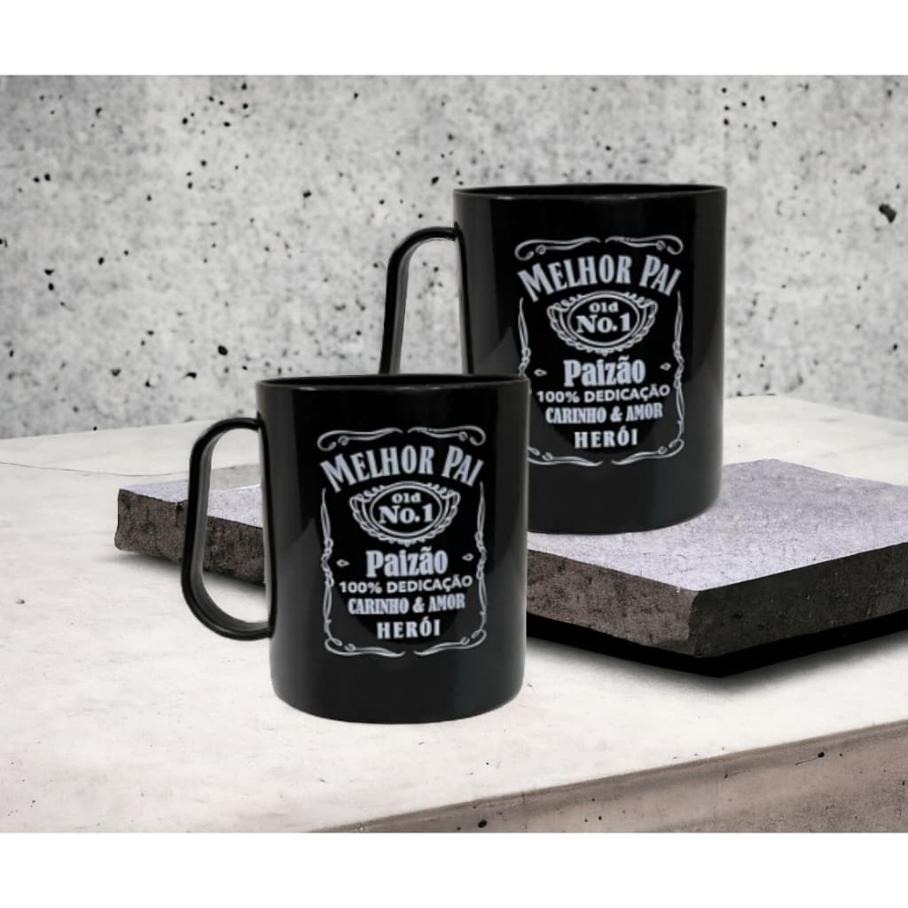 5 Caneca Plástico Preta Paizão 320 Ml