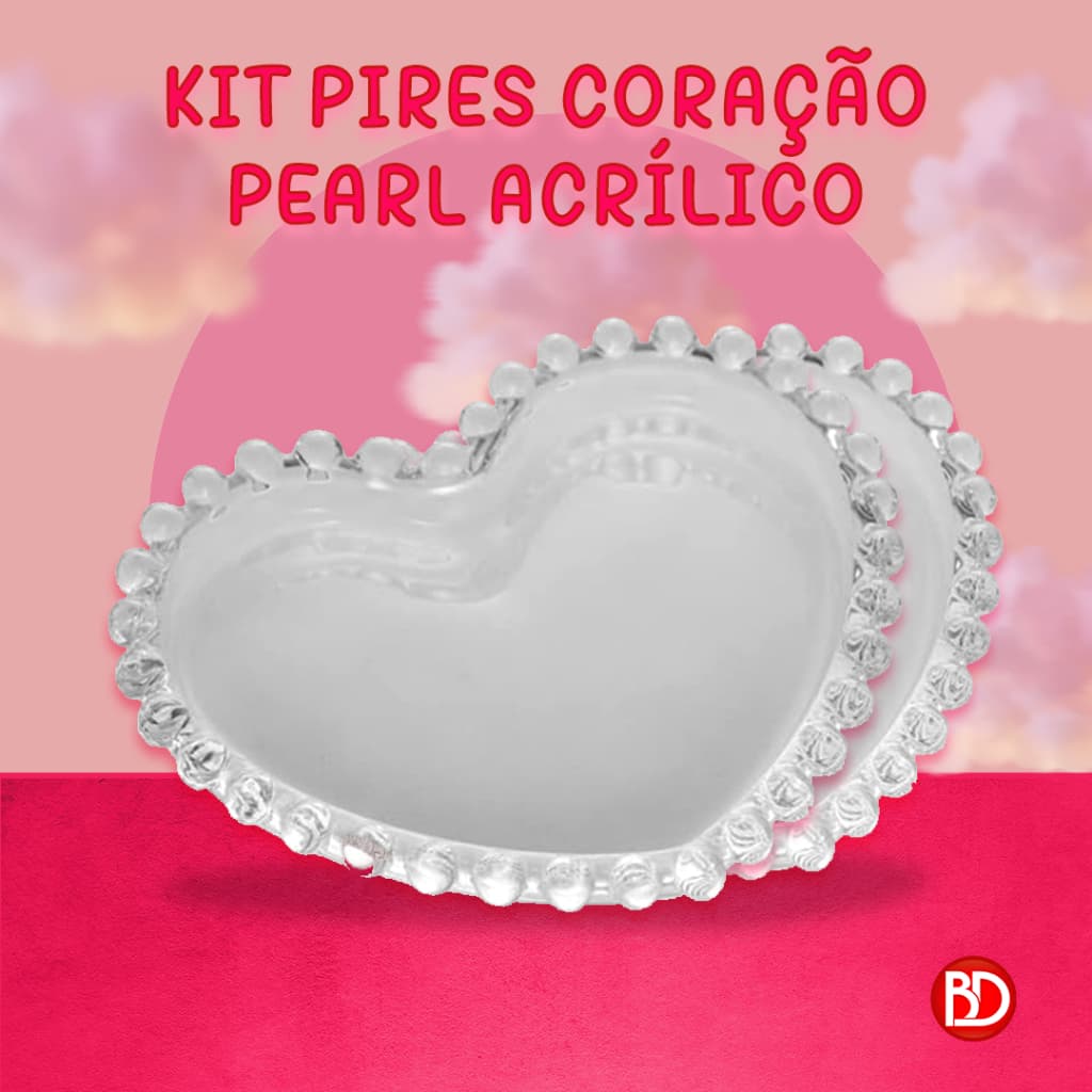 KIT 10 PIRES LINHA PEARL ACRILICO CORAÇÃO DIA DOS NAMORADOS PRESENTE
