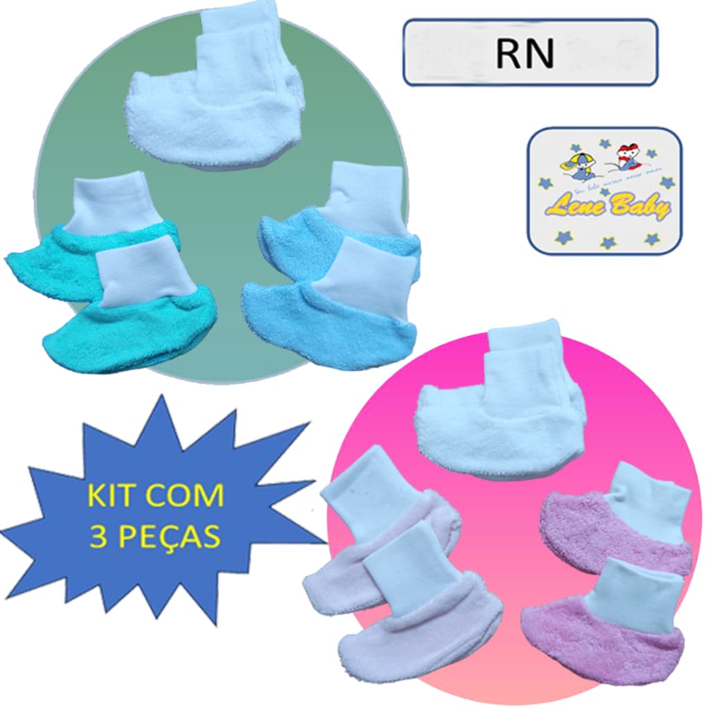 Kit com 3 Pares de Sapatinhos de Malha Esponja LENE BABY