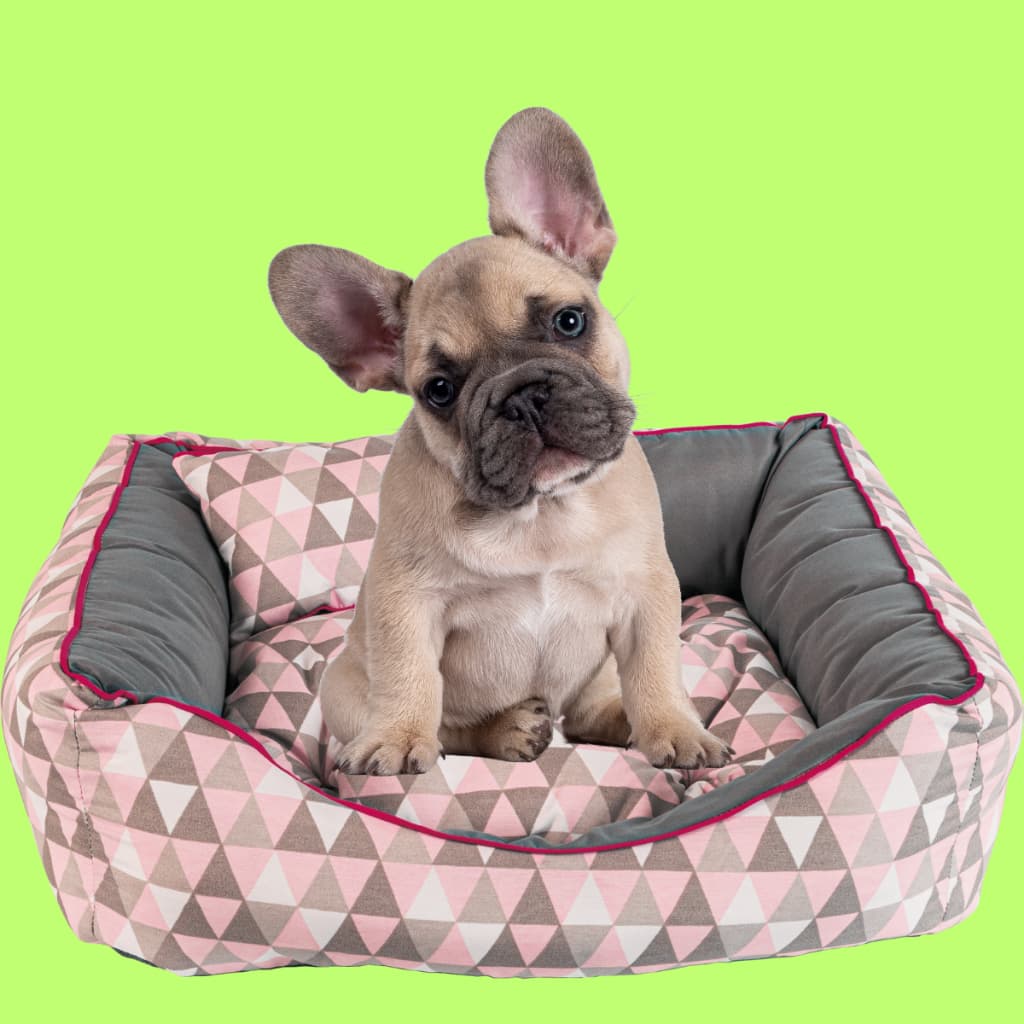 Cama Pet Luxo cachorro e gato com almofadinha exclusiva, caminha com zíper, recheada em pluma de silicone, cor cinza geométrico