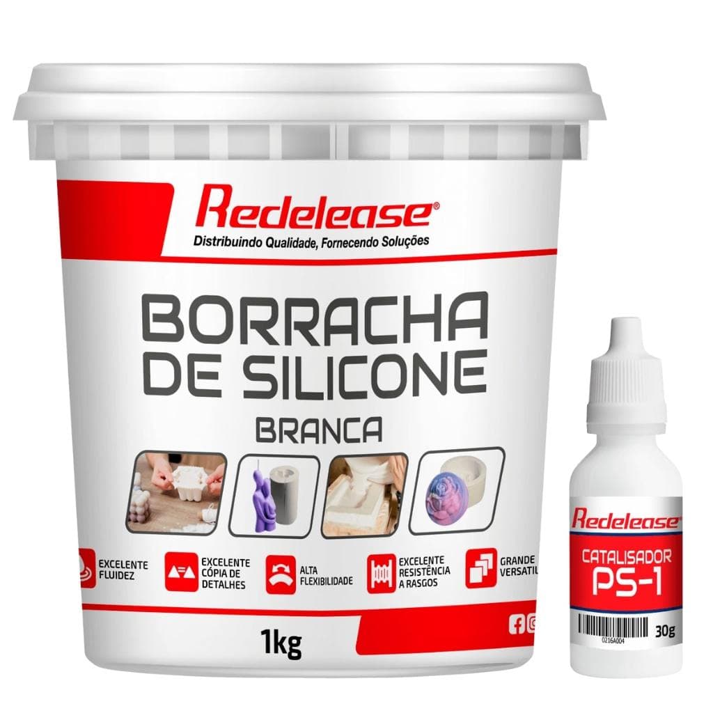 Borracha De Silicone Branca Redelease Alta Flexibilidade para Moldes Com Catalisador (1,030 Kg)