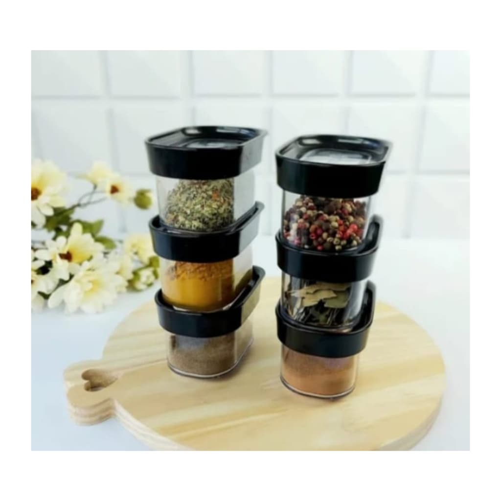 CONJUNTO 6 POTES HERMÉTICOS 150ml TEMPEROS POLICARBONATO ACRÍLICO HELSIM