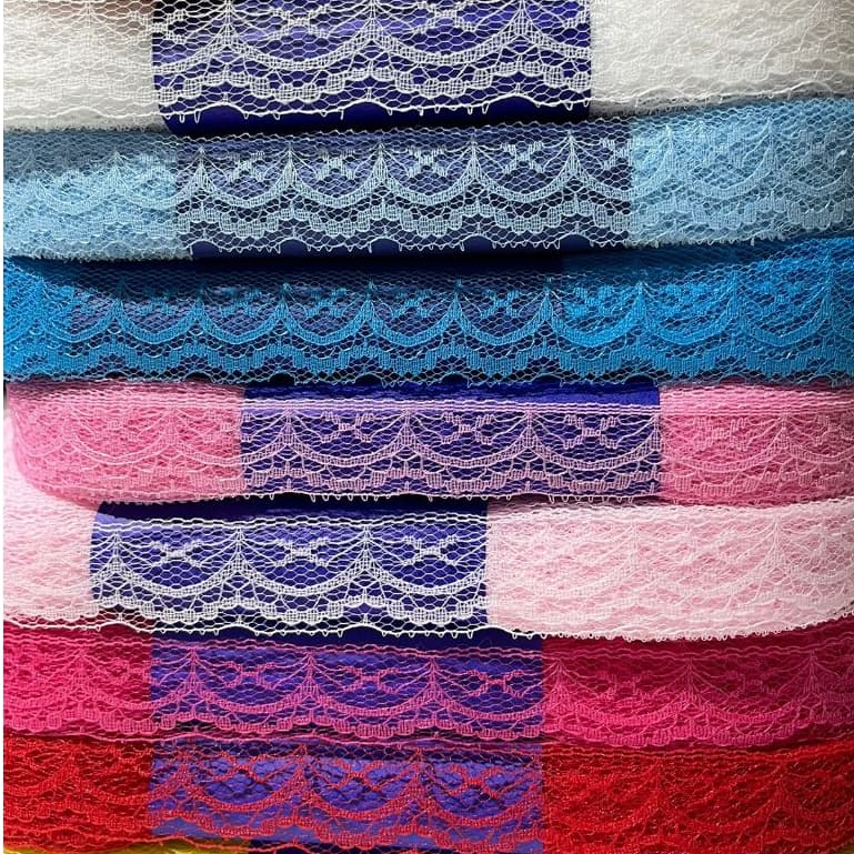 Renda Rígida, Rendinha,Renda de Nylon com 2,5cm de largura Peças 100 metros 100%poliéster, Rendinha
