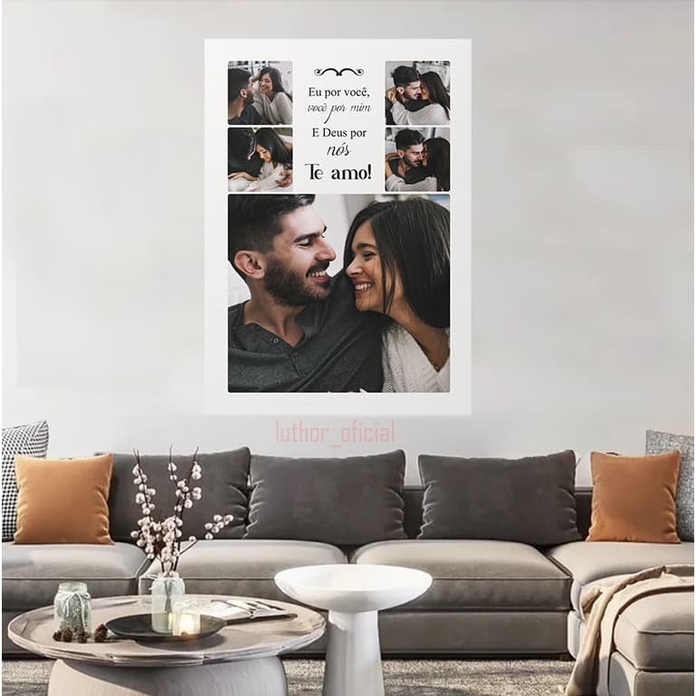 Quadro Decorativo Personalizado Com Foto Mosaico Namorados