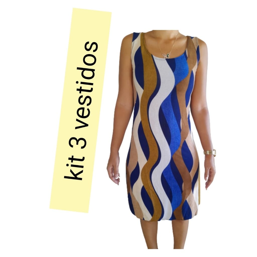 kit 3 vestido malha fria vestido curto vestido solto verão vestido de liganete