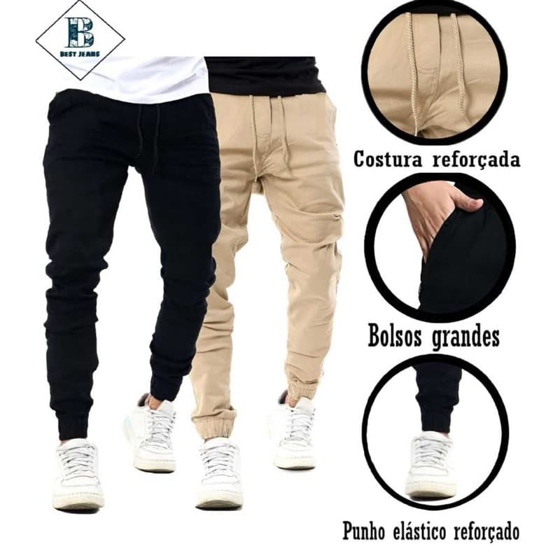 Calças Jogger Masculina com punho Linha Premium qualidade moda homem Estiloso