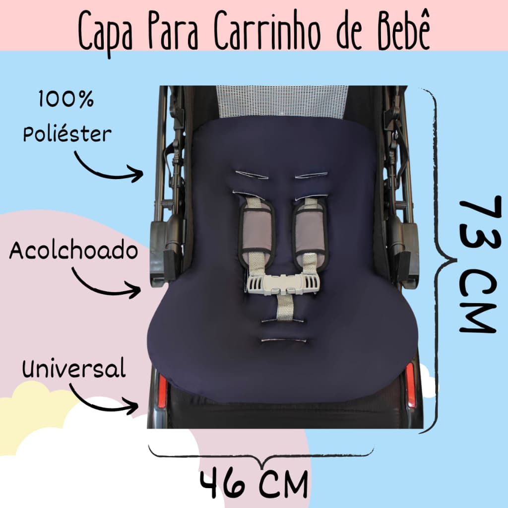 Capa Para Carrinho Acolchoado Menina Menino Varias Cores e Qualidade Tamanho Universal