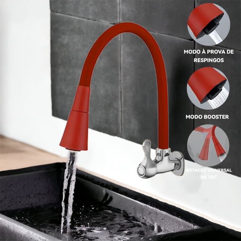 Torneira Flexivel Vermelho Cone 2 Jatos Vermelha Gourmet Cozinha Parede-