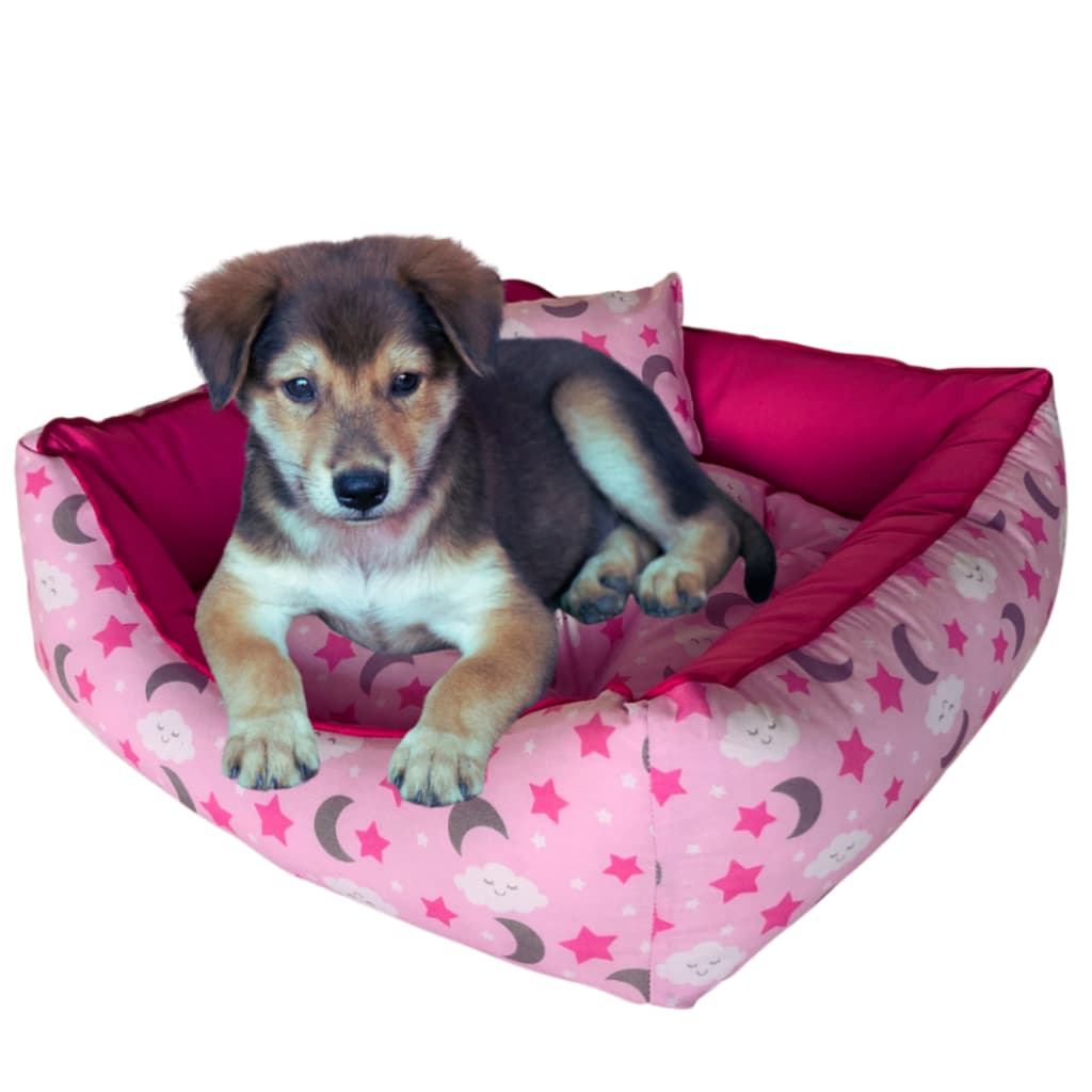 Caminha pet luxo com travesseiro e almofada dupla face, cor rosa lua