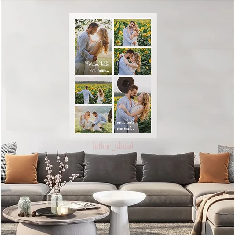 Quadro Mosaico Personalizado Para Casal  Foto Decorativa Exclusiva