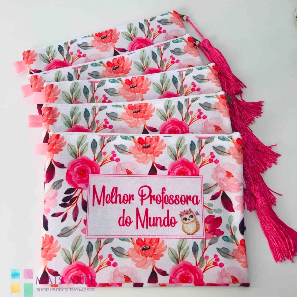 kit com 10 unidades.necessaires/bolsinhas Melhor professora do mundo