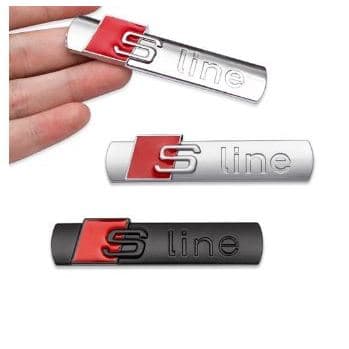 Emblema S Line Metálico Preto Fosco Adesivo Audi Sline Acessório Automotivo Placa