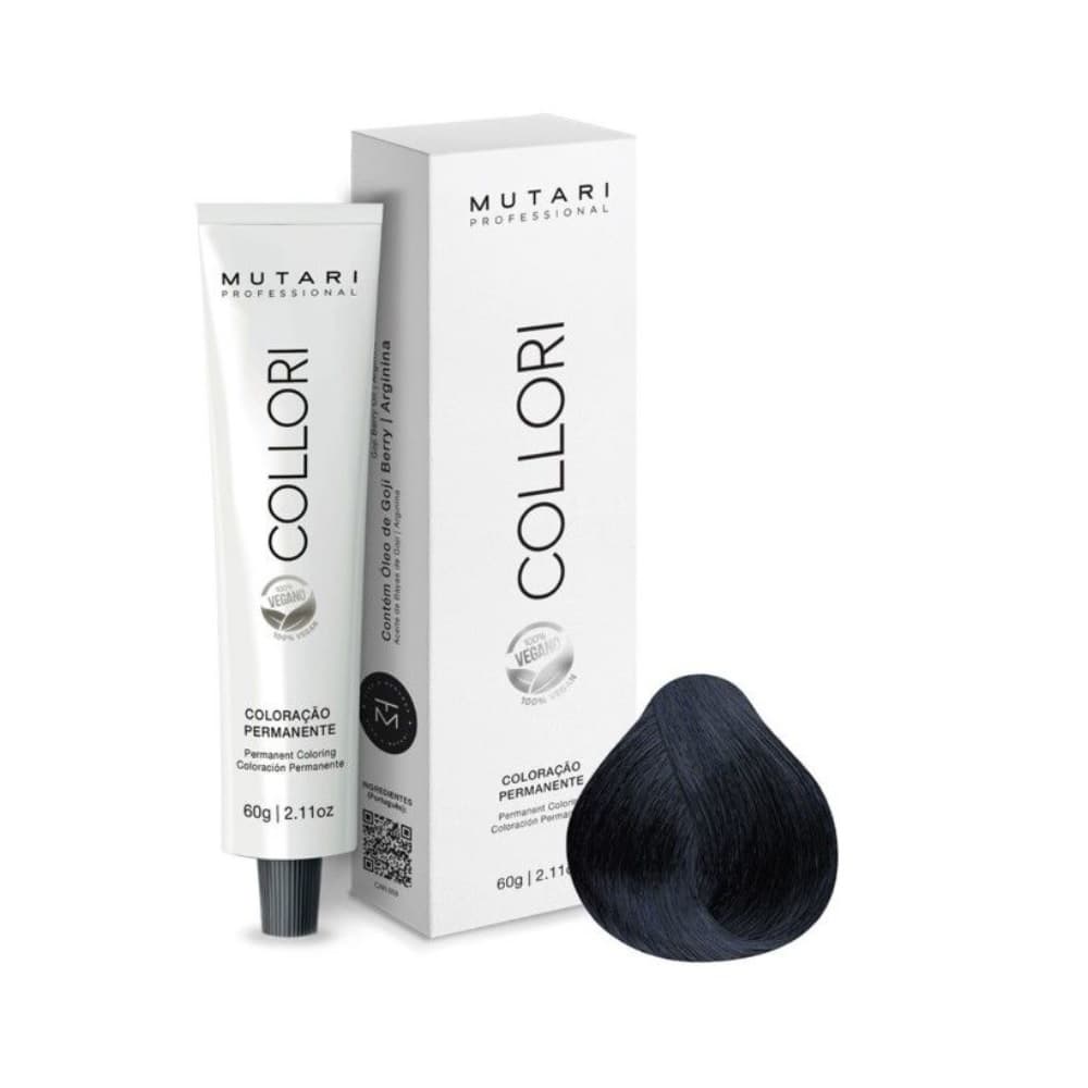 COLORAÇÃO PERMANENTE MUTARI 1.11 PRETO AZULADO 60G